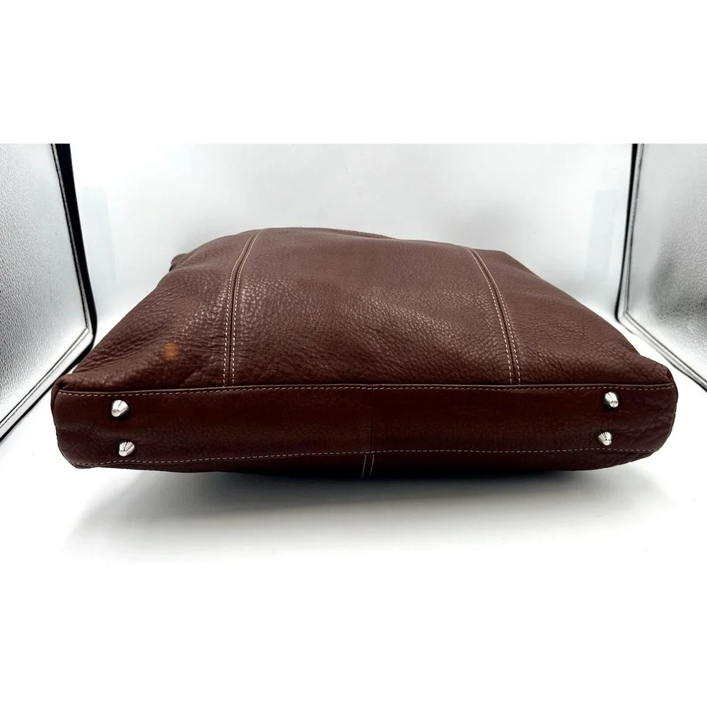 B. Makowsky Brown Leather Large Shoulder Handbag Purse‎ - Picture 8 of 16